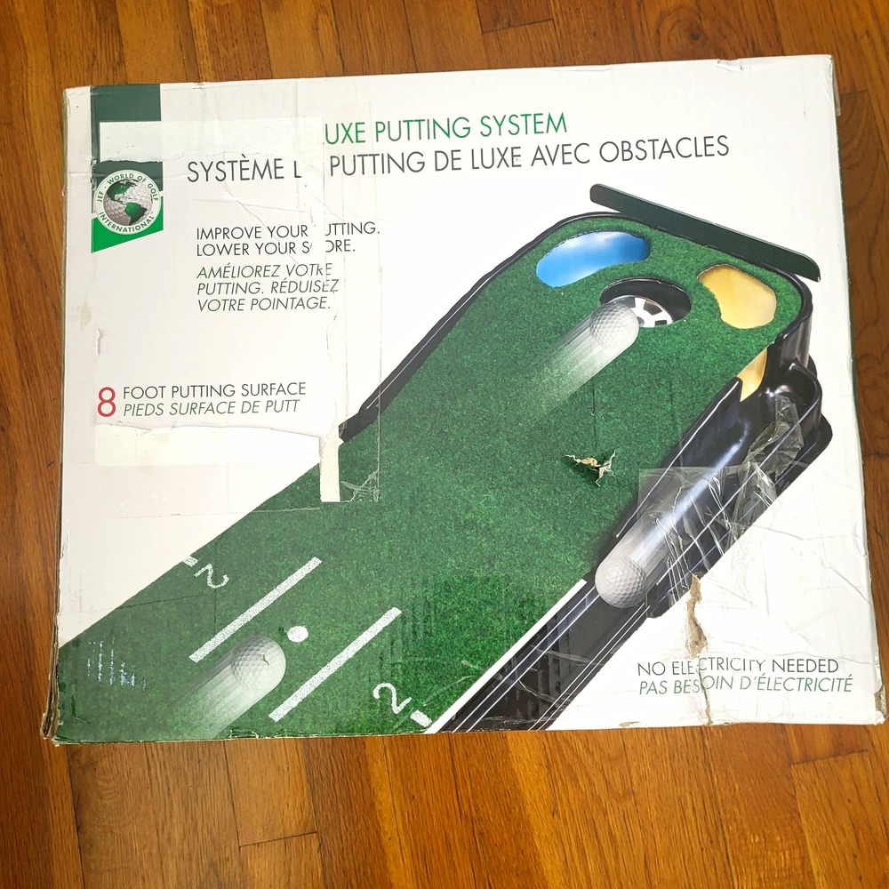 Hazard Deluxe Putting System 8ft Golf Putting Mat w/ Ball Return, Non-Slip
